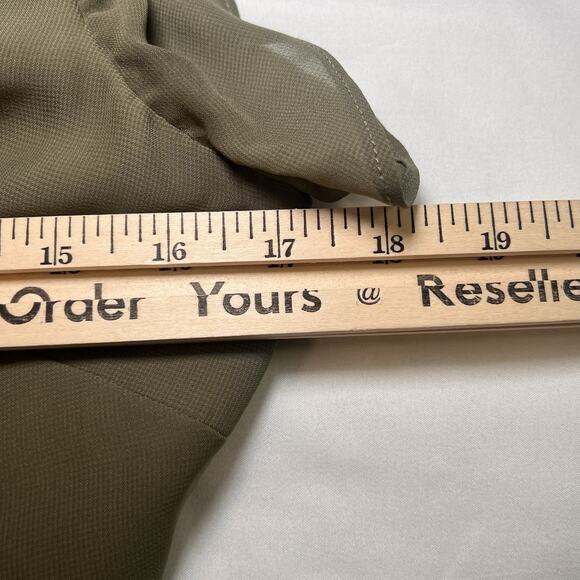 Birdy Grey Hannah Dress Size M Olive Green Chiffon Sage Empire Flutter Sleeves - Picture 7 of 15